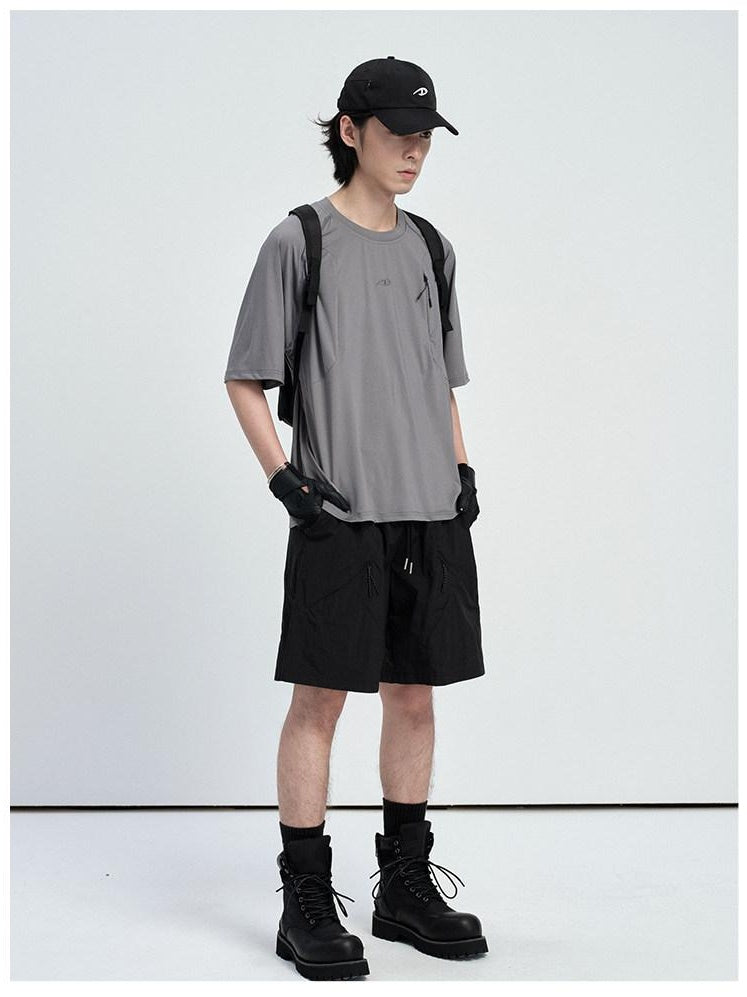 CATSSTAC Comfort Loose Mid Rise Trendy Youth Daily Wear Khaki Black Casual Shorts