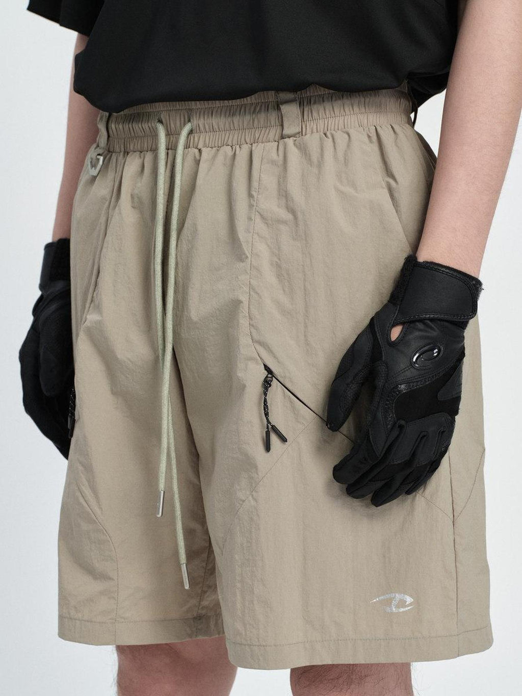 CATSSTAC Comfort Loose Mid Rise Trendy Youth Daily Wear Khaki Black Casual Shorts