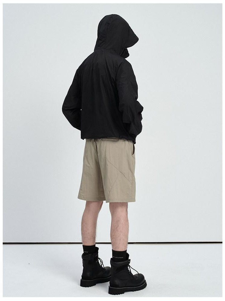 CATSSTAC Comfort Loose Mid Rise Trendy Youth Daily Wear Khaki Black Casual Shorts