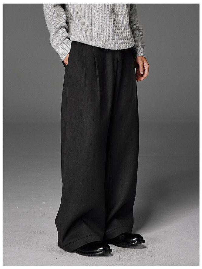 CATSSTAC Comfortable Loose Fit Casual Cool Youth Solid Gray Full Length Wide Leg Pants