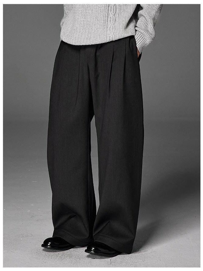 CATSSTAC Comfortable Loose Fit Casual Cool Youth Solid Gray Full Length Wide Leg Pants