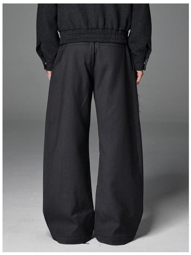 CATSSTAC Comfortable Loose Fit Casual Cool Youth Solid Gray Full Length Wide Leg Pants