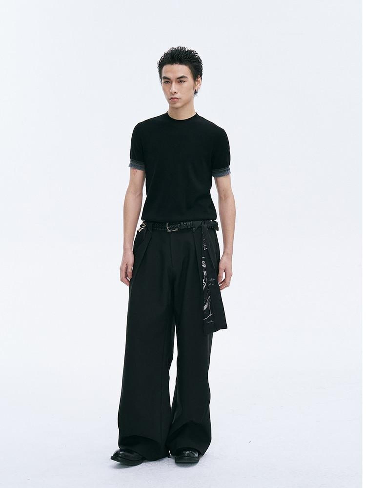 CATSSTAC Comfortable Loose Fit Youthful Everyday Black Casual Streetwear Straight Pants