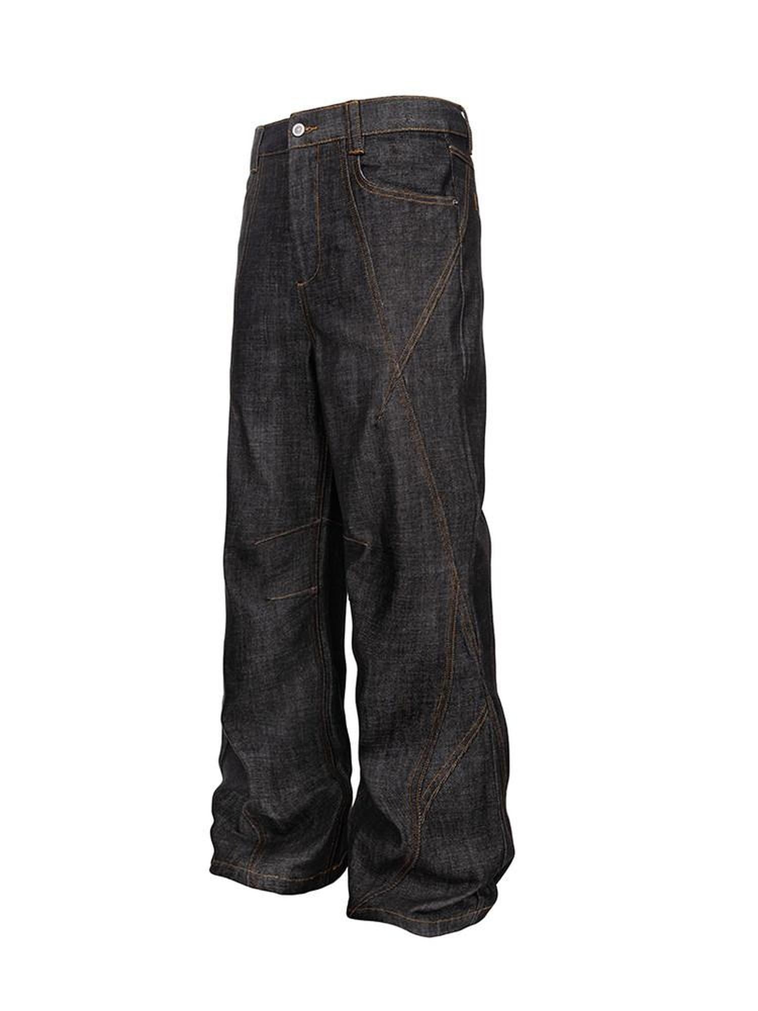 CATSSTAC Comfortable Mid Rise Button Fly Casual Youth Commuter Black Straight Leg Jeans