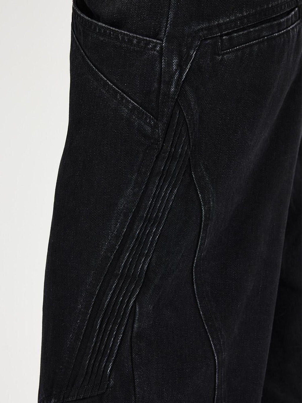CATSSTAC Comfortable Mid Rise Loose Fit Casual Black Button Fly Straight Leg Jeans