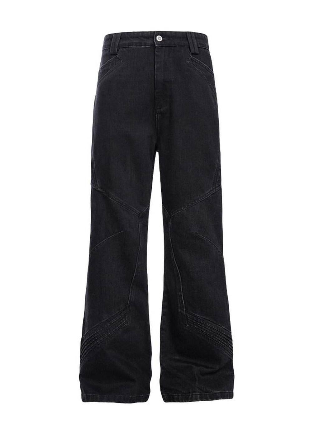 CATSSTAC Comfortable Mid Rise Loose Fit Casual Black Button Fly Straight Leg Jeans