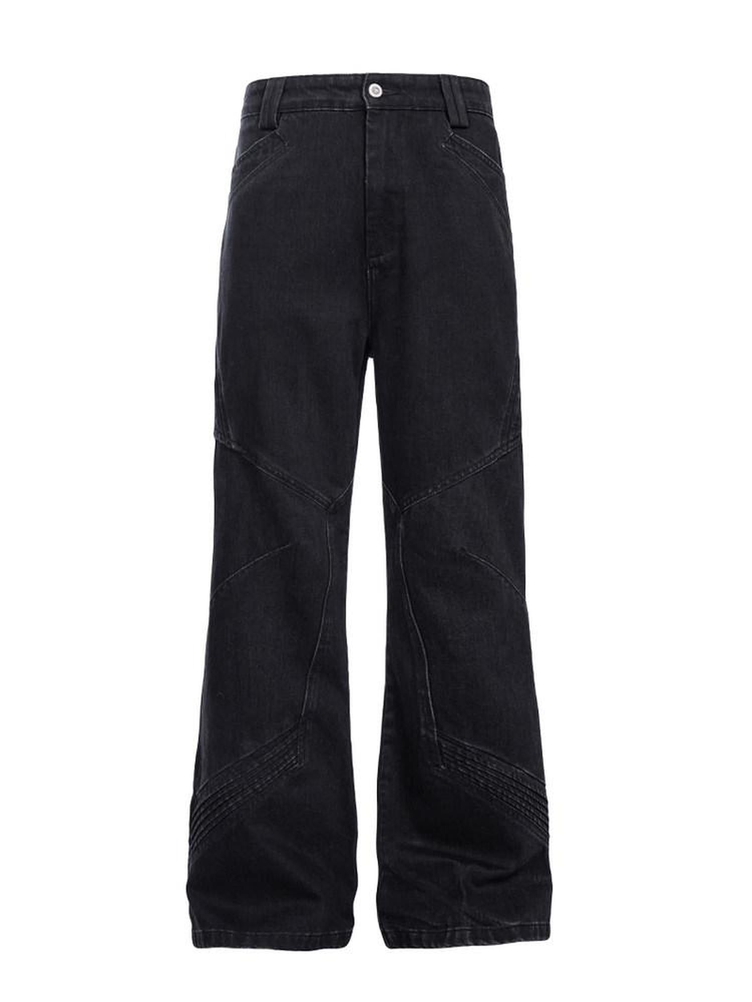 CATSSTAC Comfortable Mid Rise Loose Fit Casual Black Button Fly Straight Leg Jeans