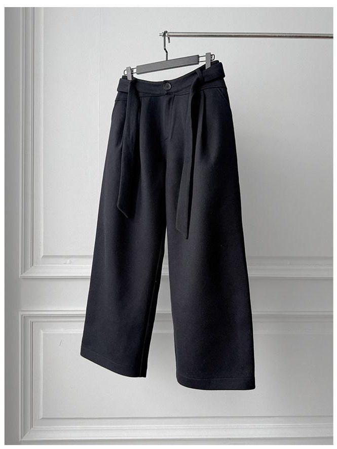CATSSTAC Comfortable Youthful Cool Solid Black Casual Teen Trendy Straight Pants
