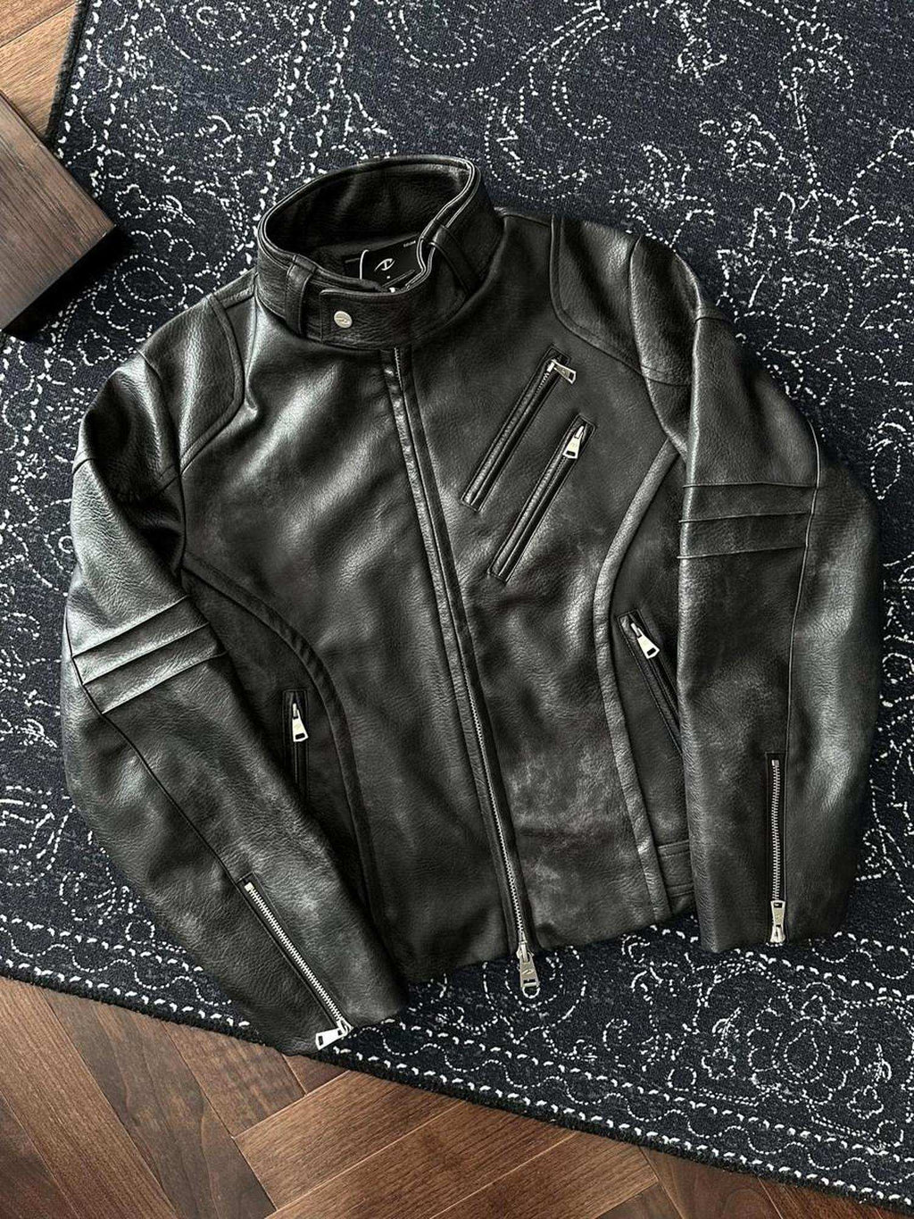 CATSSTAC Comfy Loose Fit Stand Collar Long Sleeve Unisex Black Cropped Jackets