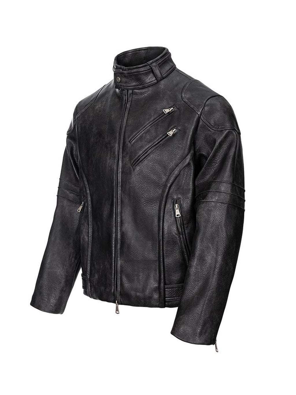CATSSTAC Comfy Loose Fit Stand Collar Long Sleeve Unisex Black Cropped Jackets