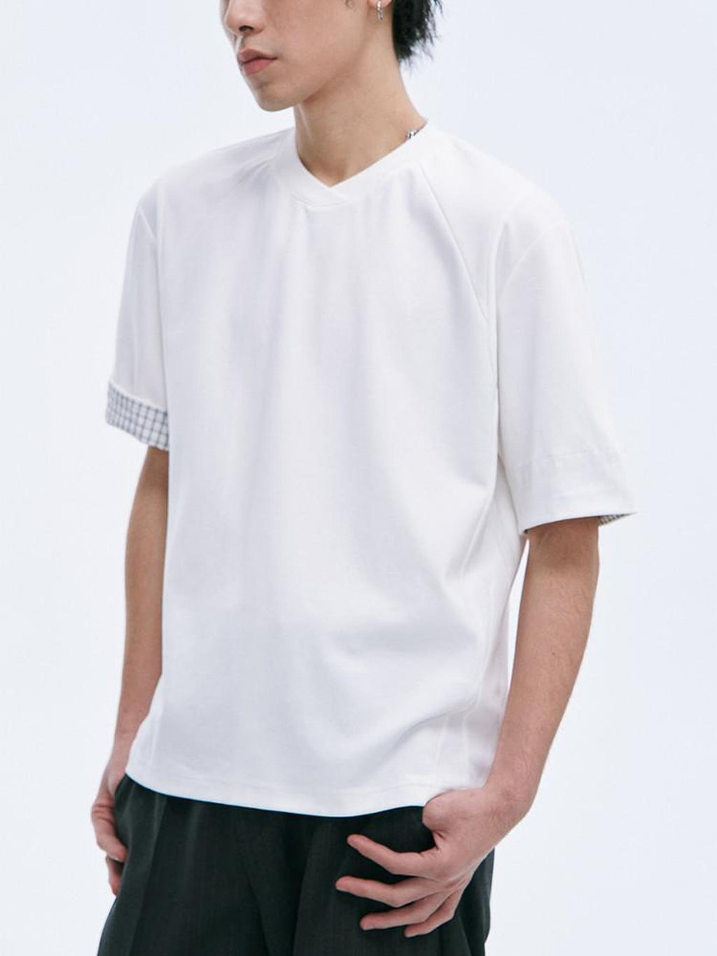 CATSSTAC Comfy Oversized Crew Neck Youth Everyday Black White Short Sleeve T-Shirts