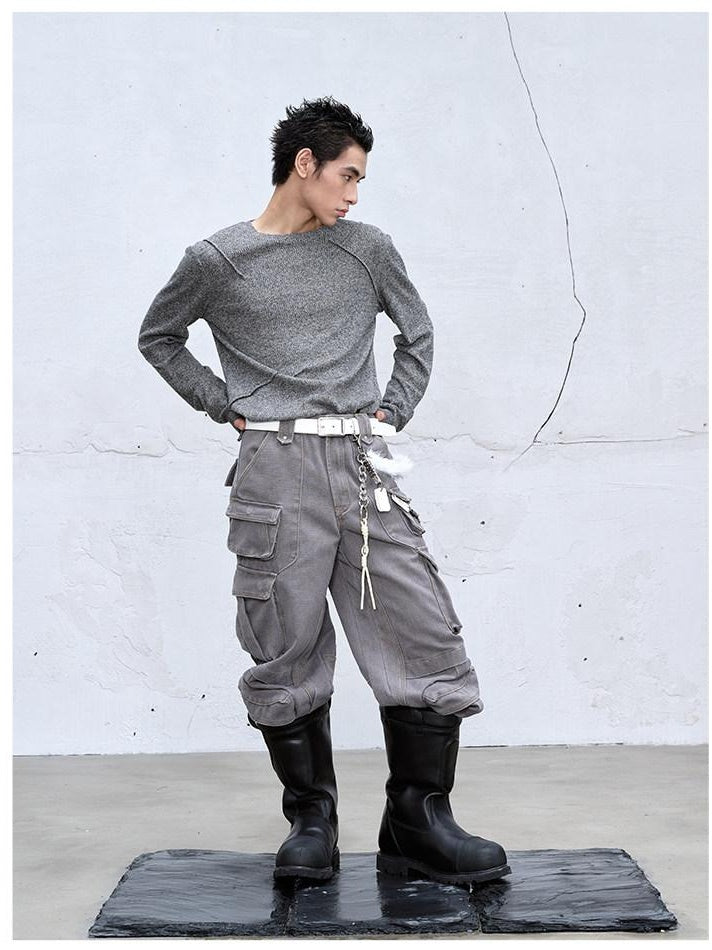 CATSSTAC Comfy Relaxed Fit Youthful Casual Grey Brown Sizes M To 2Xl Straight Pants