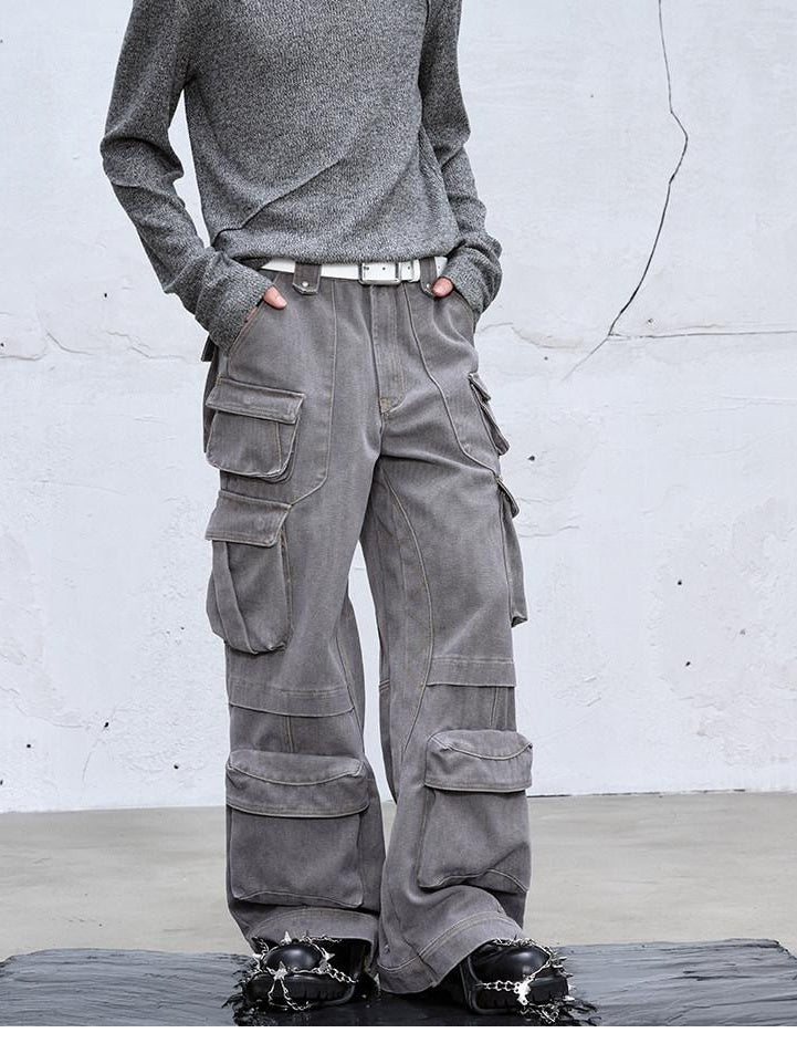 CATSSTAC Comfy Relaxed Fit Youthful Casual Grey Brown Sizes M To 2Xl Straight Pants