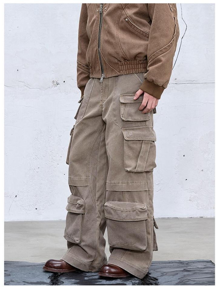 CATSSTAC Comfy Relaxed Fit Youthful Casual Grey Brown Sizes M To 2Xl Straight Pants