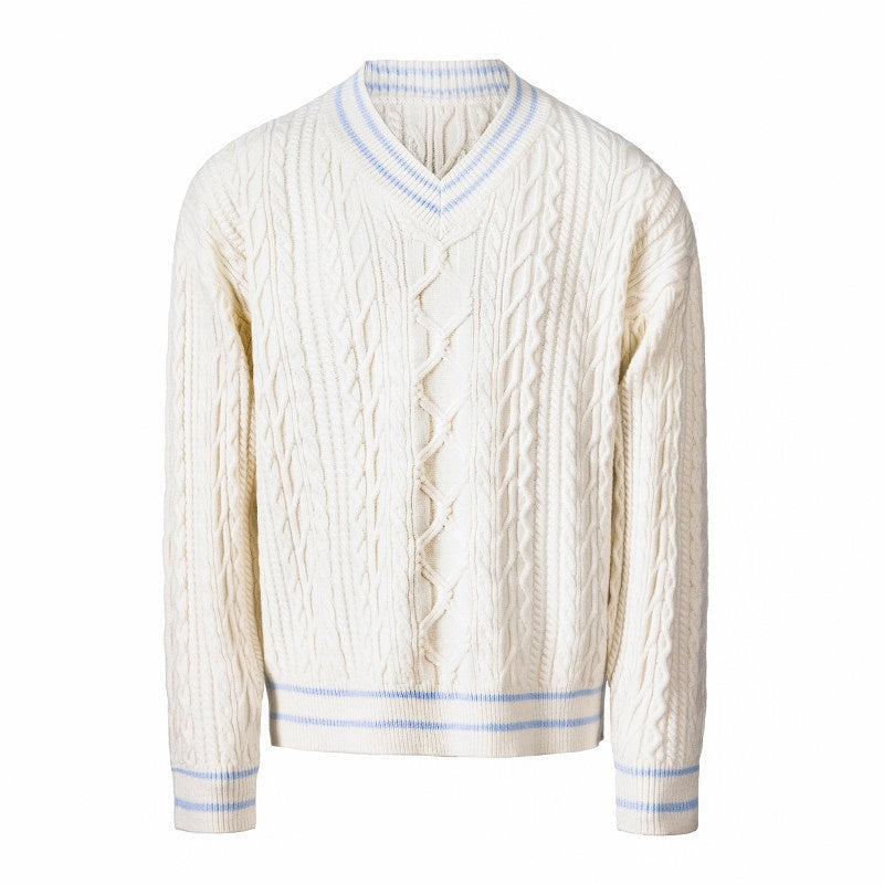 CATSSTAC_Cozy_Jacquard_Colorblock_V-neck_Relaxed_Drop_Shoulder_Unisex_Casual_Sweaters_MISSTT