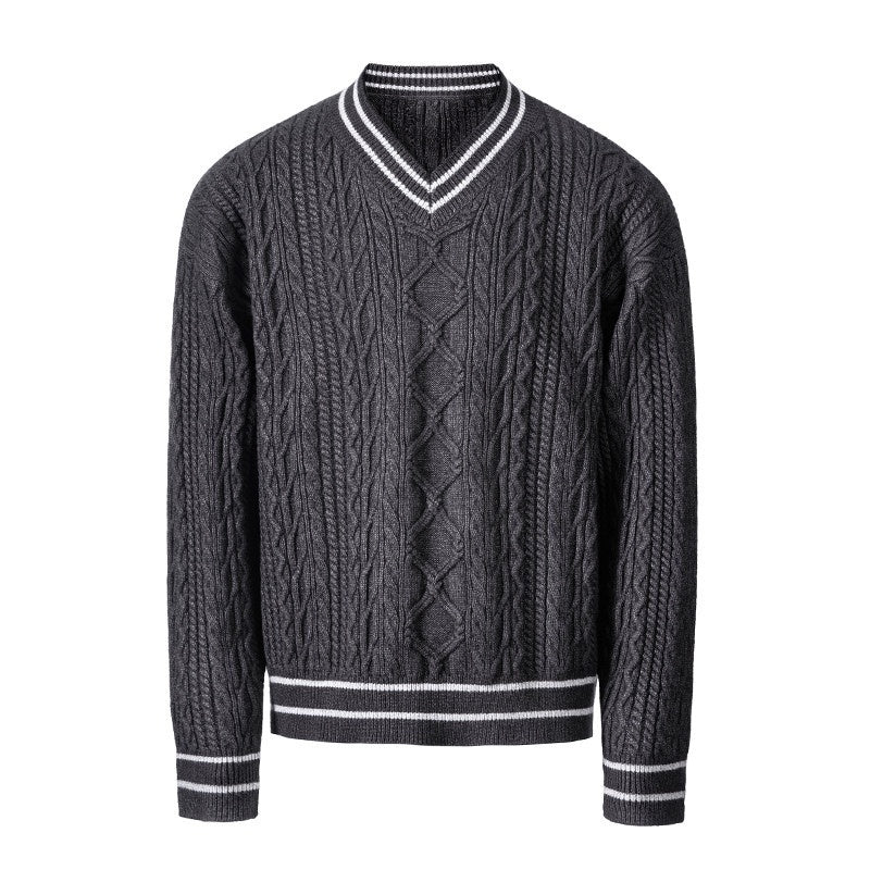 CATSSTAC_Cozy_Jacquard_Colorblock_V-neck_Relaxed_Drop_Shoulder_Unisex_Casual_Sweaters_MISSTT