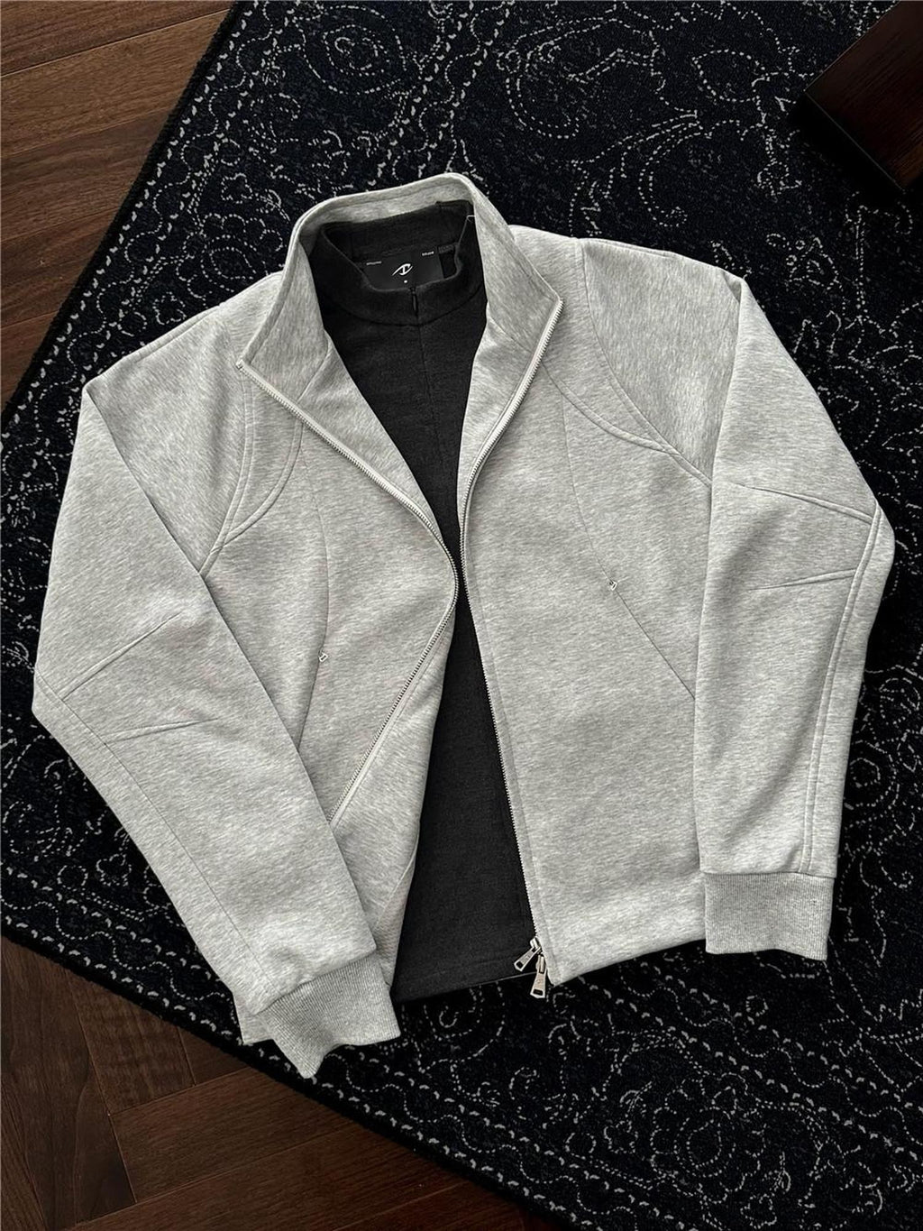 CATSSTAC Cozy Loose Knit Zipper Stand Collar Casual Unisex Daily Tops Cardigans