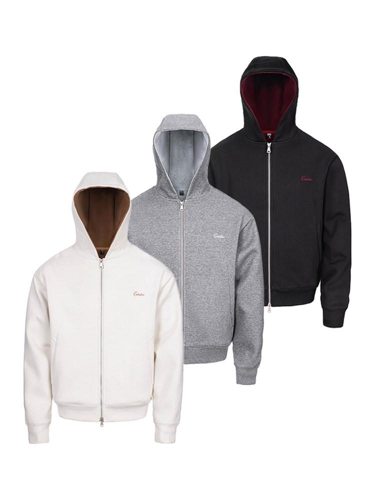 CATSSTAC Cozy Oversized Color Block Hooded Zipper Unisex Casual Knit Logo Cardigans