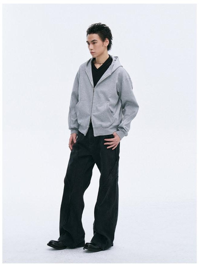 CATSSTAC Cozy Oversized Zip Up Trendy Streetwear Youth Black Gray Hoodie