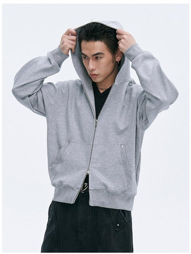 CATSSTAC Cozy Oversized Zip Up Trendy Streetwear Youth Black Gray Hoodie