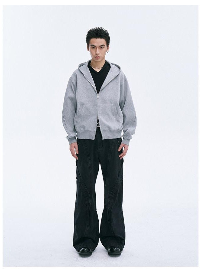 CATSSTAC Cozy Oversized Zip Up Trendy Streetwear Youth Black Gray Hoodie