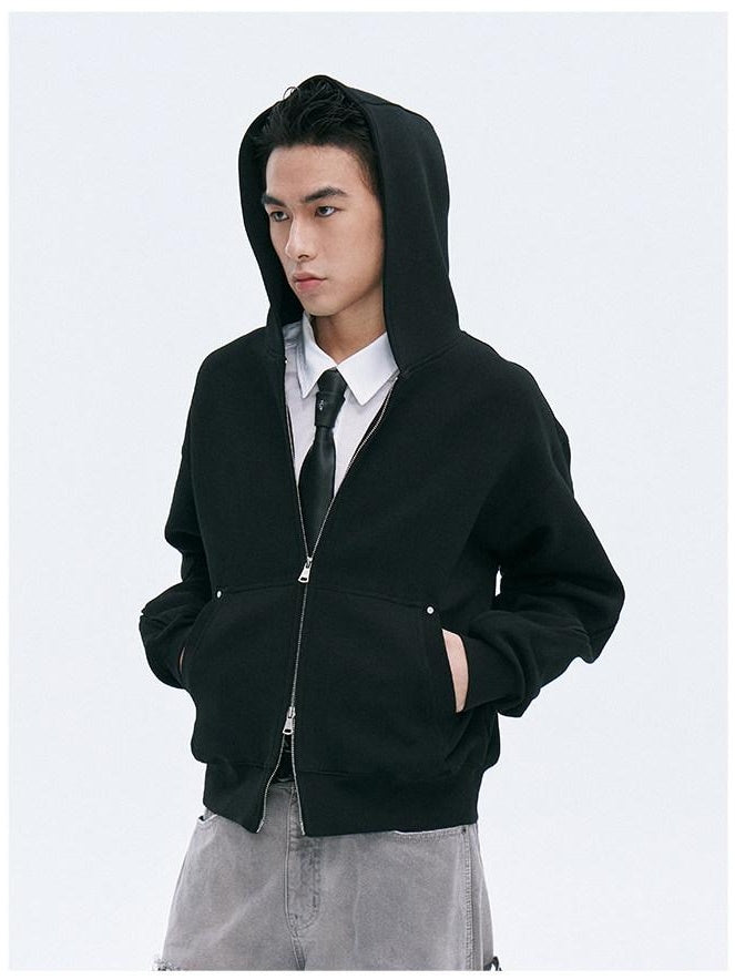 CATSSTAC Cozy Oversized Zip Up Trendy Streetwear Youth Black Gray Hoodie
