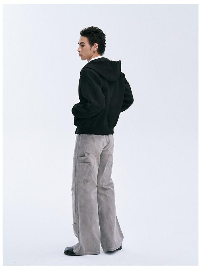 CATSSTAC Cozy Oversized Zip Up Trendy Streetwear Youth Black Gray Hoodie