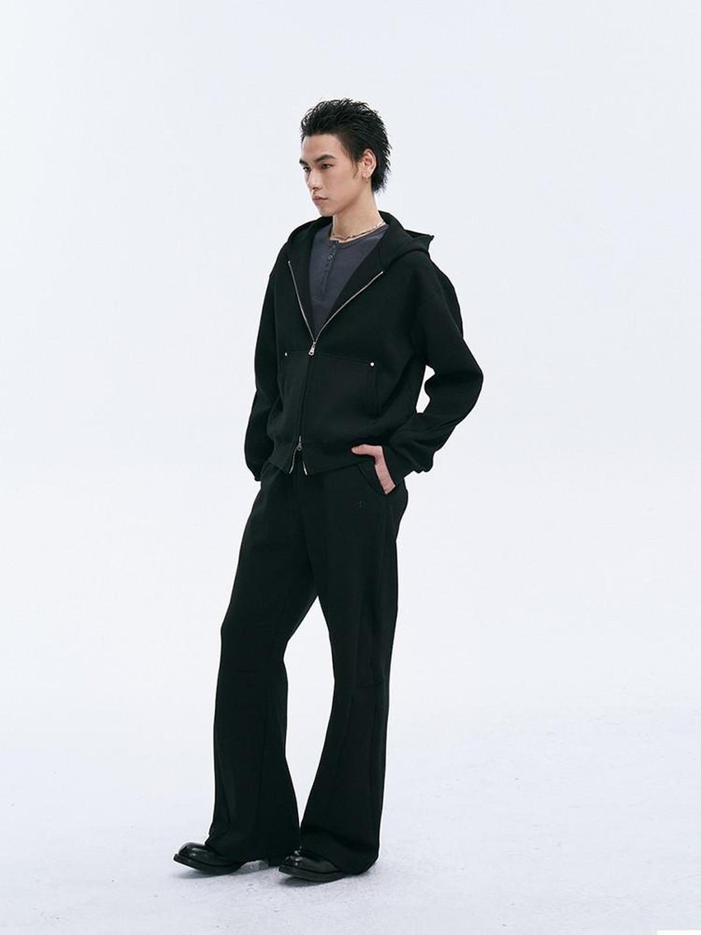CATSSTAC Cozy Oversized Zip Up Trendy Streetwear Youth Black Gray Hoodie