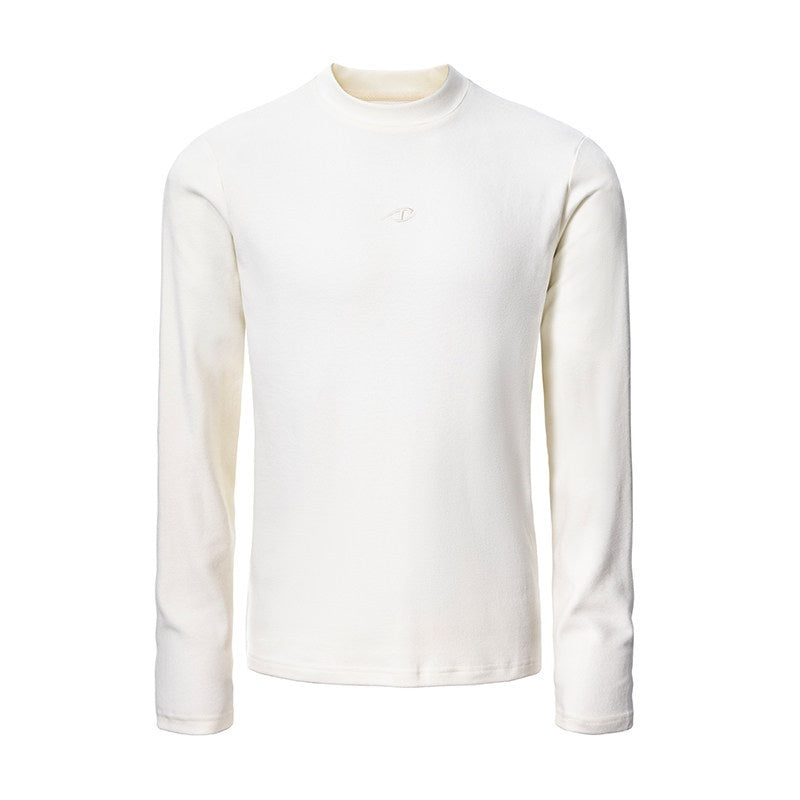 CATSSTAC Cozy Thermal Crew Neck Solid Pullover Unisex Black White Long Sleeve T-Shirts