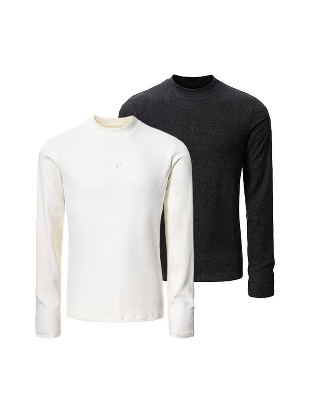 CATSSTAC Cozy Thermal Crew Neck Solid Pullover Unisex Black White Long Sleeve T-Shirts