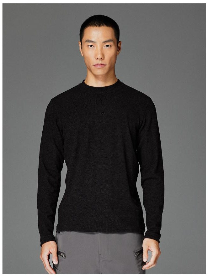 CATSSTAC Cozy Thermal Crew Neck Solid Pullover Unisex Black White Long Sleeve T-Shirts
