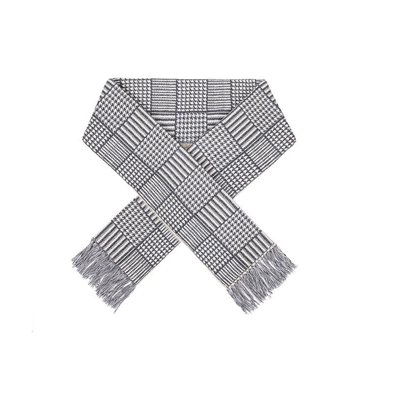 CATSSTAC Cozy Thermal Warmth British Plaid Rectangular Unisex Youth Light Gray Scarves