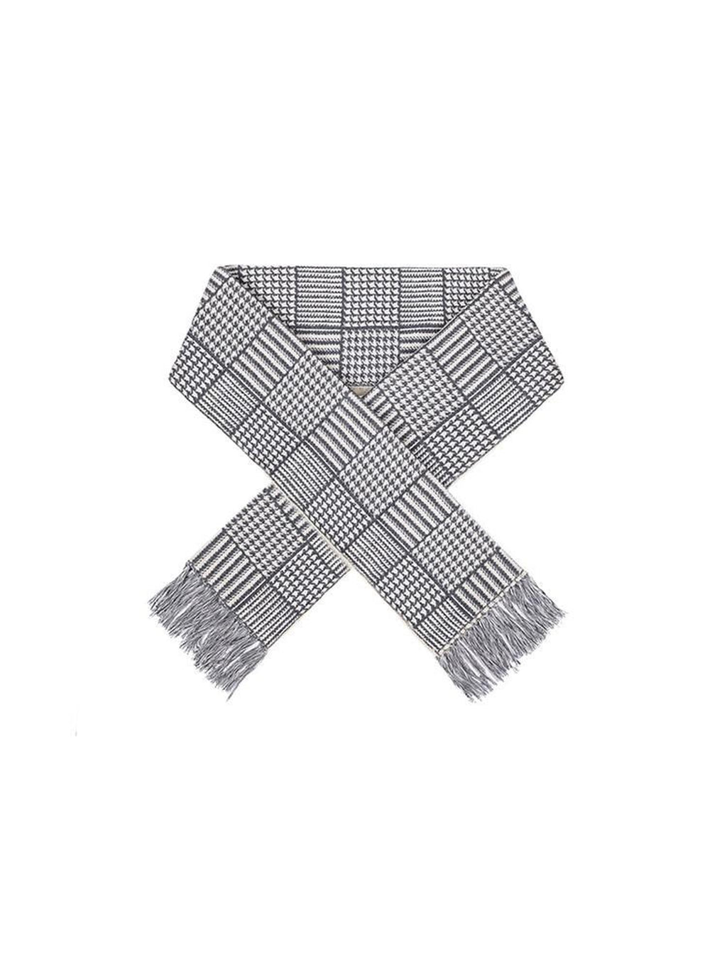 CATSSTAC Cozy Thermal Warmth British Plaid Rectangular Unisex Youth Light Gray Scarves