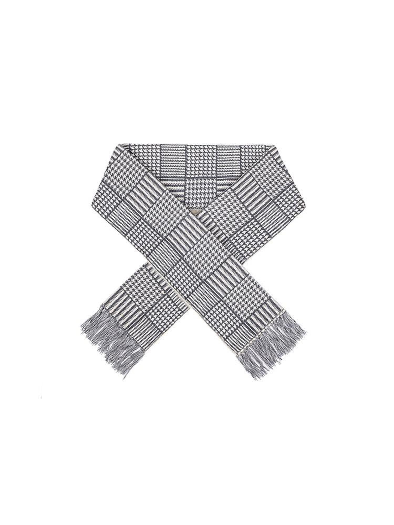 CATSSTAC Cozy Thermal Warmth British Plaid Rectangular Unisex Youth Light Gray Scarves