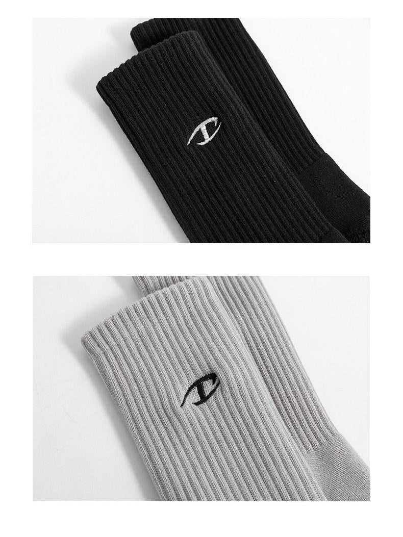 CATSSTAC Cushioned Breathable Mid Calf Crew Unisex Everyday Black Grey Cream Socks