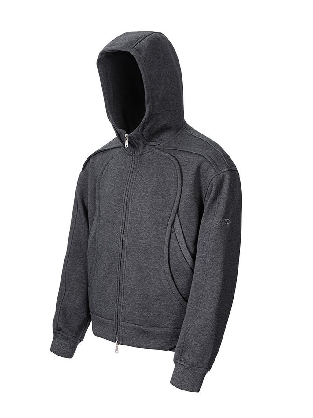 CATSSTAC Double Zipper Minimalist Hooded Regular Fit Unisex Dark Gray Hoodie