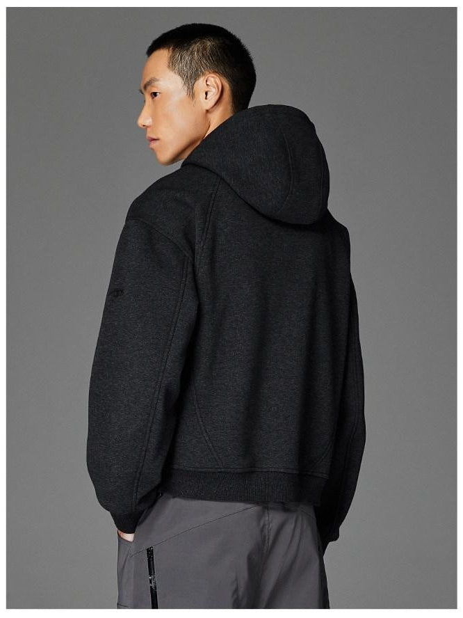 CATSSTAC Double Zipper Minimalist Hooded Regular Fit Unisex Dark Gray Hoodie