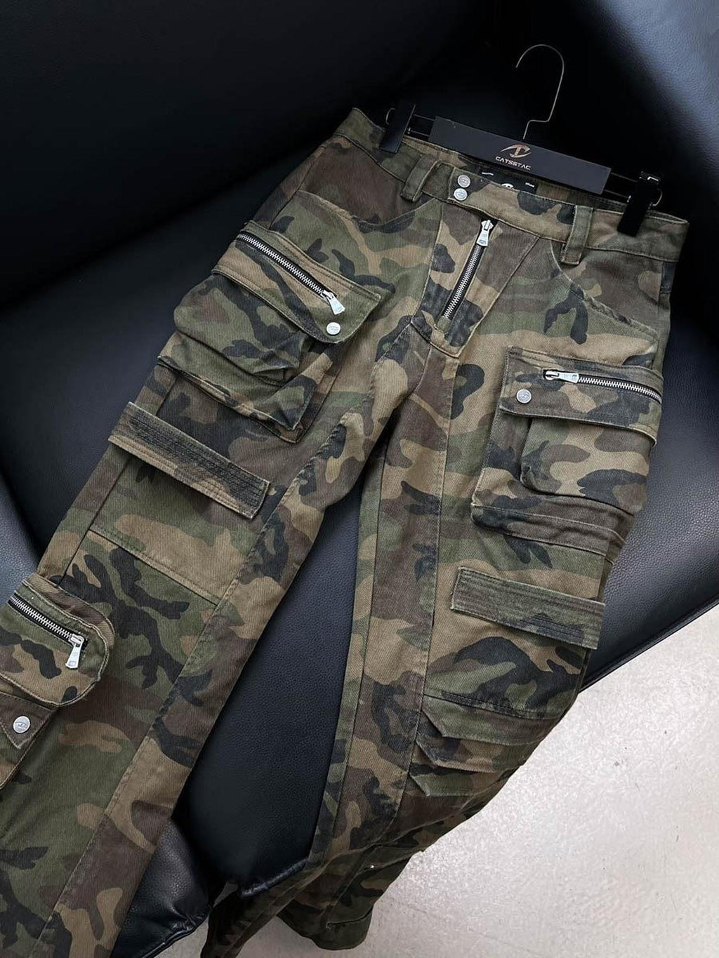 CATSSTAC Durable Multi Pocket Relaxed Fit Youthful Camo Utility Cargo Pants