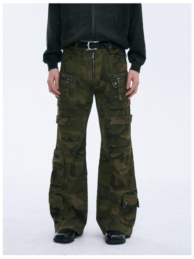 CATSSTAC Durable Multi Pocket Relaxed Fit Youthful Camo Utility Cargo Pants
