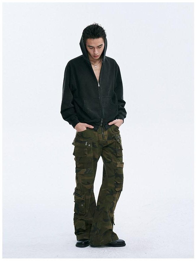 CATSSTAC Durable Multi Pocket Relaxed Fit Youthful Camo Utility Cargo Pants