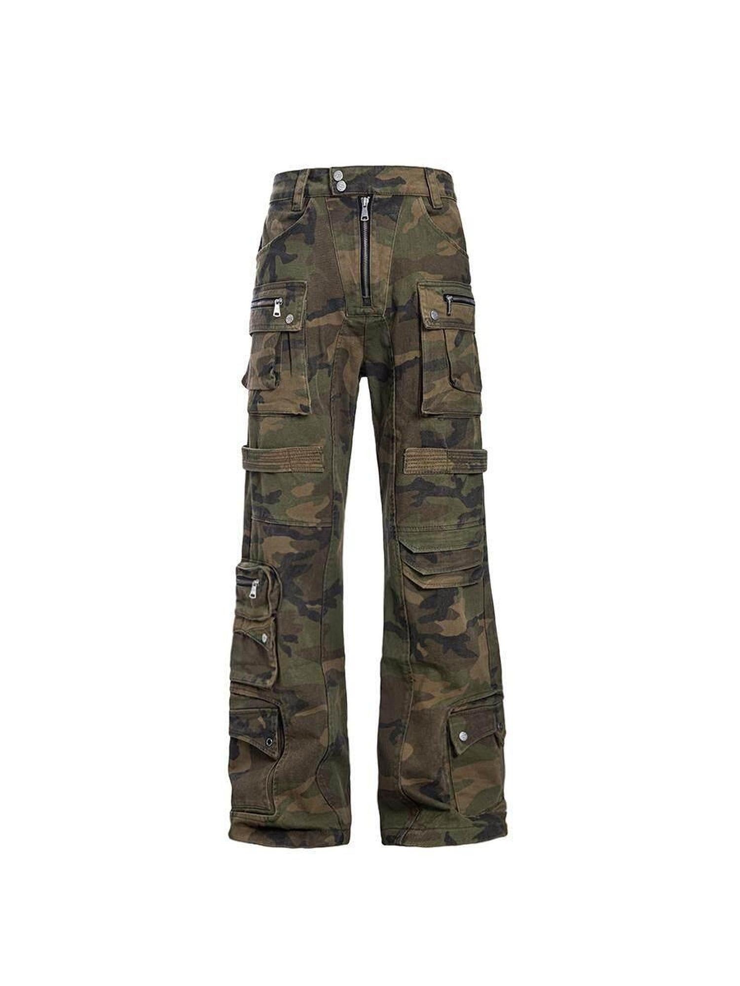 CATSSTAC Durable Multi Pocket Relaxed Fit Youthful Camo Utility Cargo Pants