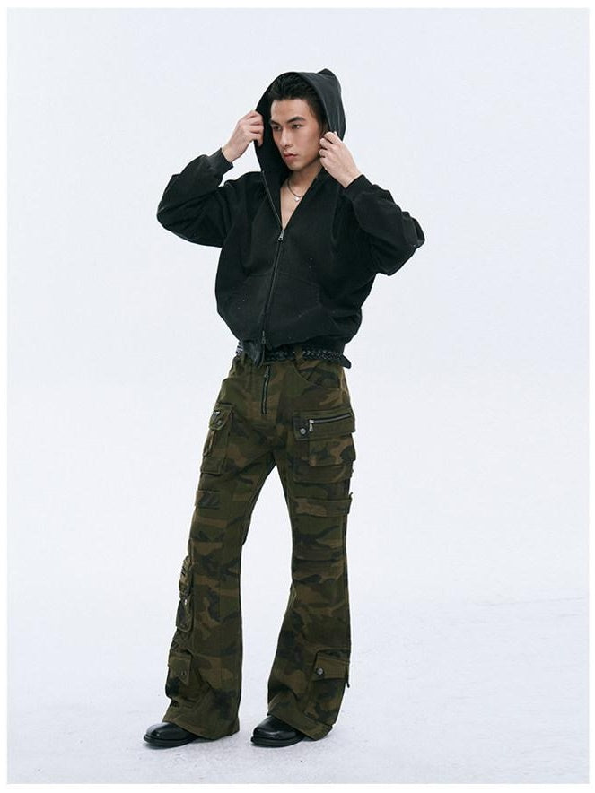 CATSSTAC Durable Multi Pocket Relaxed Fit Youthful Camo Utility Cargo Pants