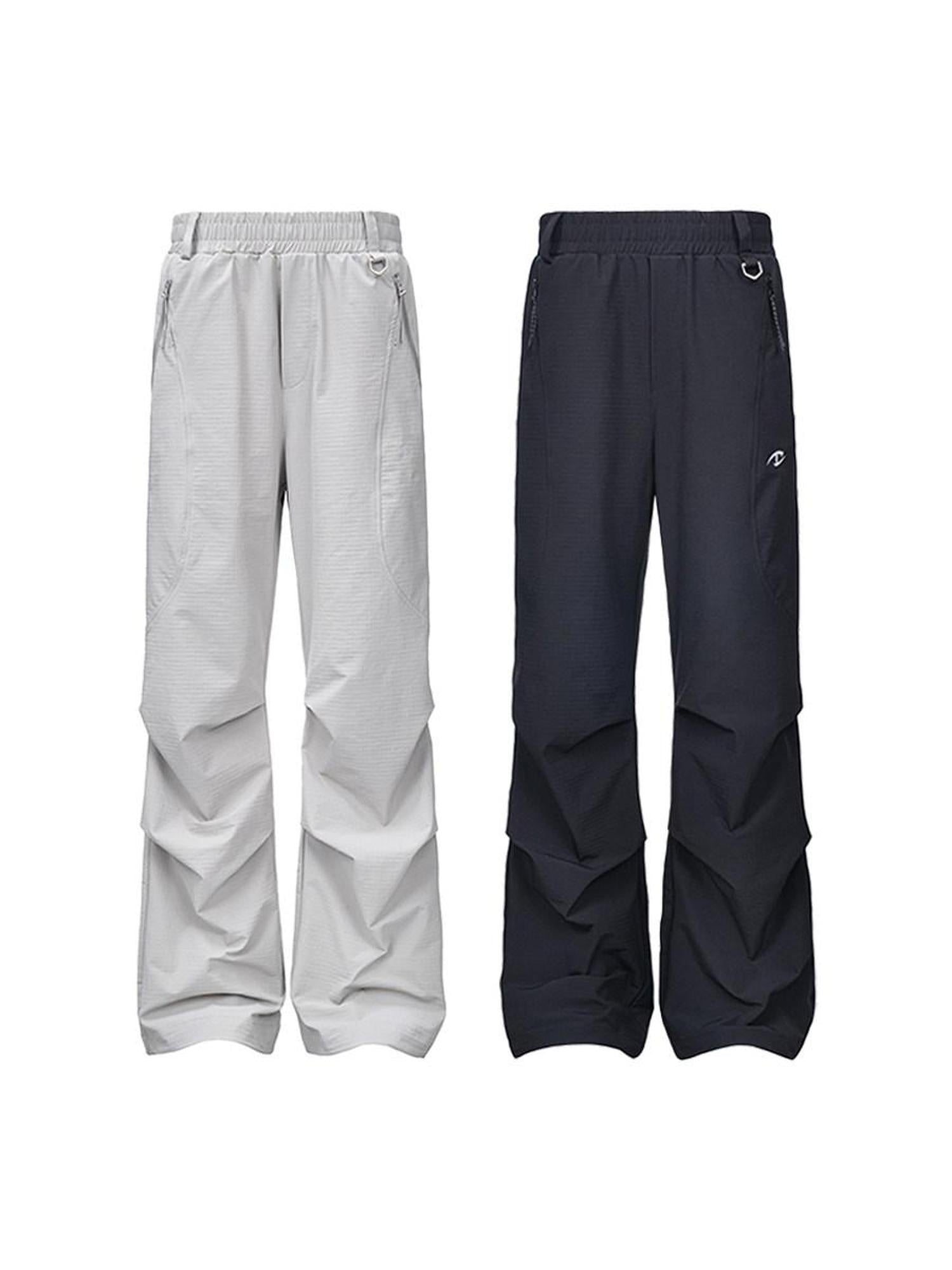 CATSSTAC Elastic Waist Casual Straight Youth Black Light Khaki Straight Pants