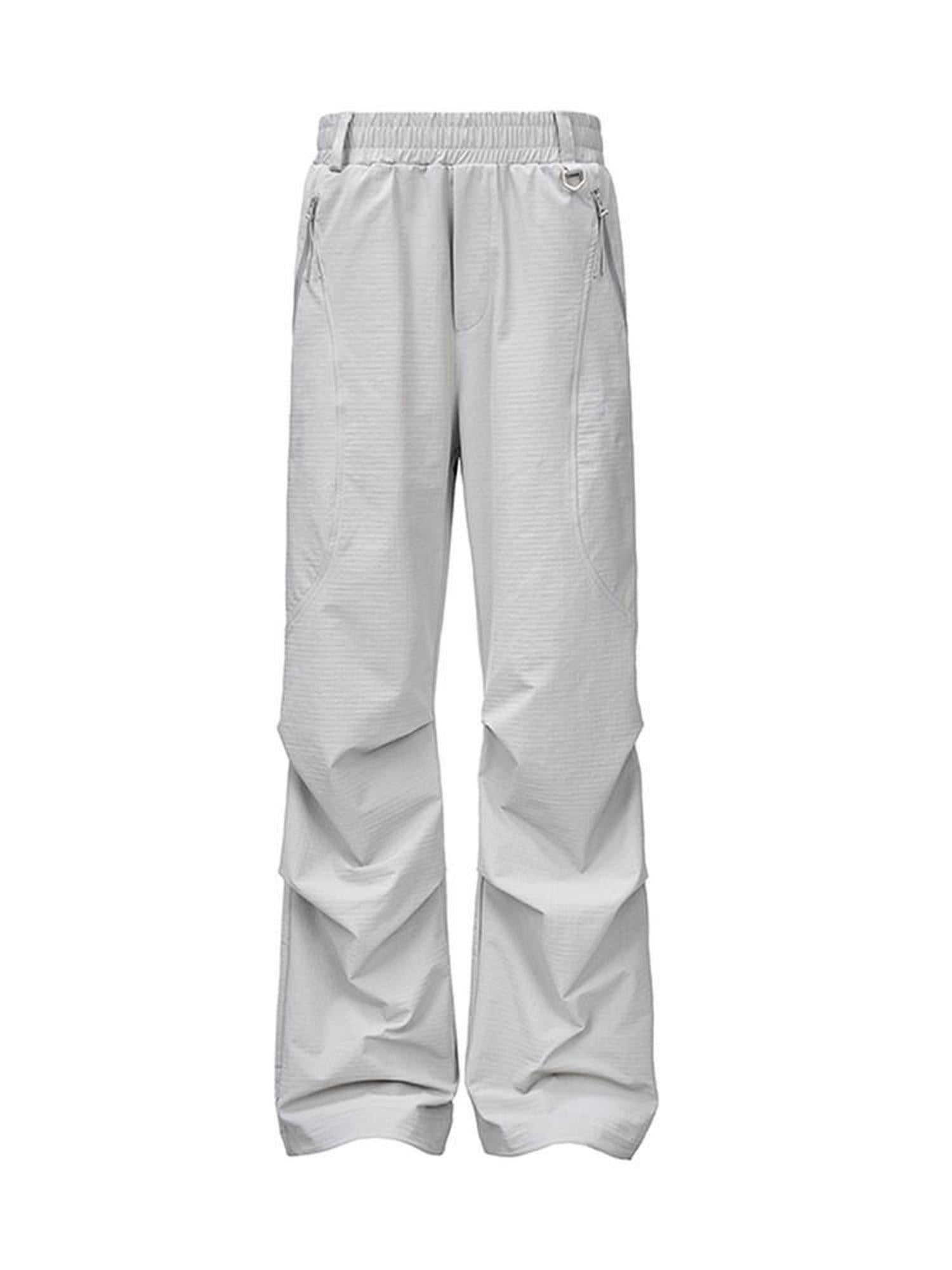 CATSSTAC Elastic Waist Casual Straight Youth Black Light Khaki Straight Pants