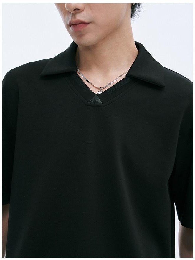 CATSSTAC Embroidered Loose Drop Shoulder Trendy Men Casual Black Short Sleeve T-Shirts