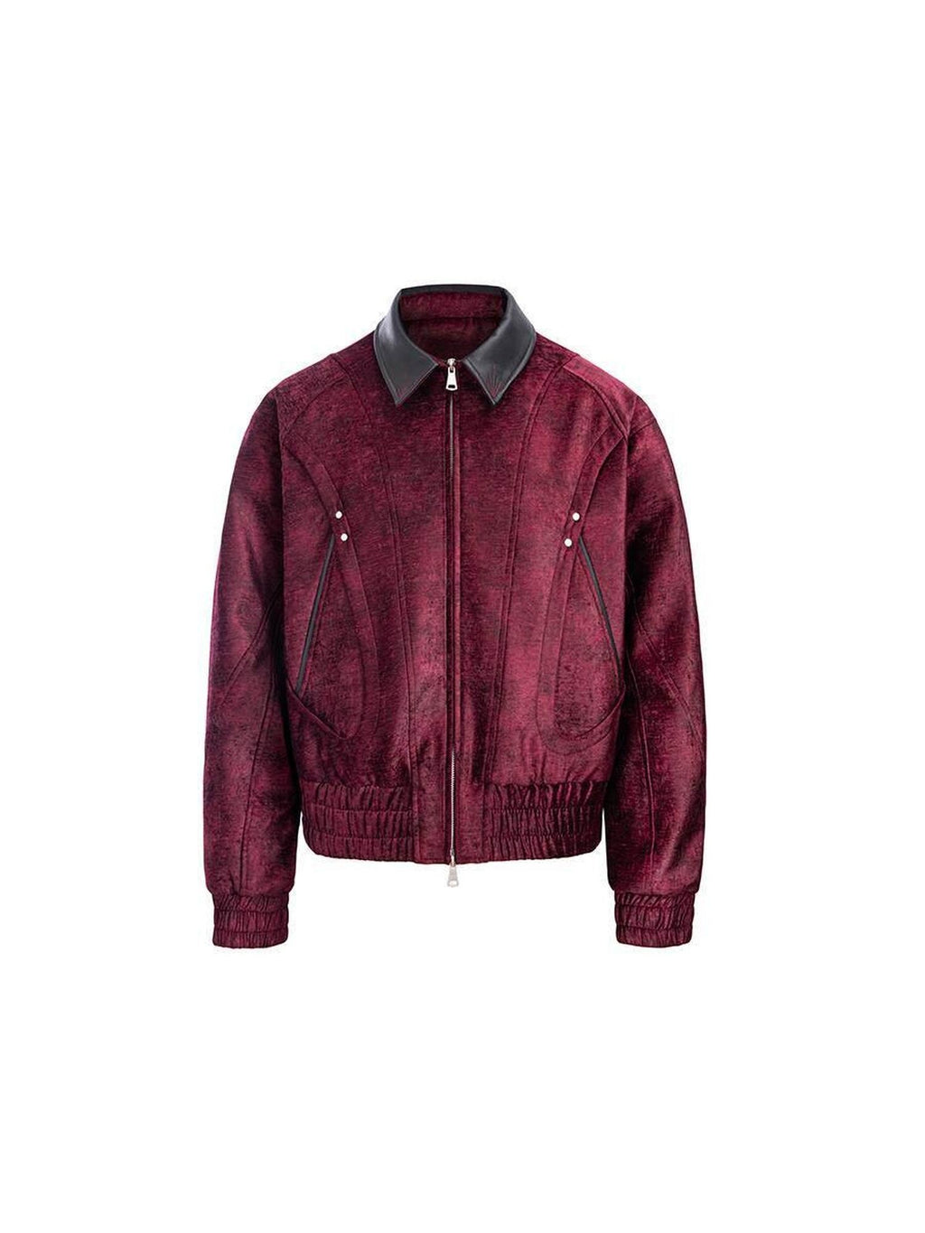 CATSSTAC Embroidered Loose Fit Turndown Collar Zip Side Pocket Men Casual Cropped Jackets