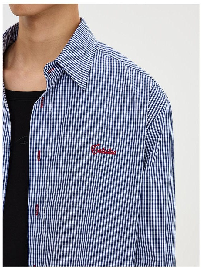 CATSSTAC Embroidered Pure Cotton Loose Fit Drop Shoulder Unisex Button Front Shirts