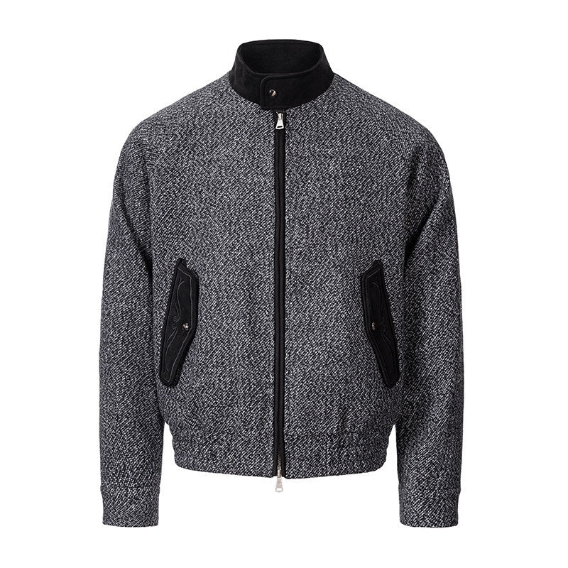 CATSSTAC Embroidered Relaxed Fit Stand Collar Zip Front Unisex Everyday Casual Jackets