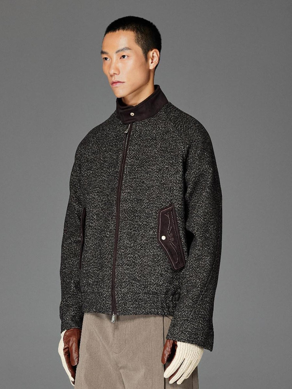 CATSSTAC Embroidered Relaxed Fit Stand Collar Zip Front Unisex Everyday Casual Jackets