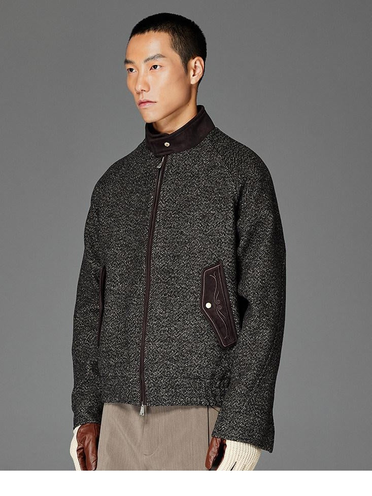 CATSSTAC Embroidered Relaxed Fit Stand Collar Zip Front Unisex Everyday Casual Jackets